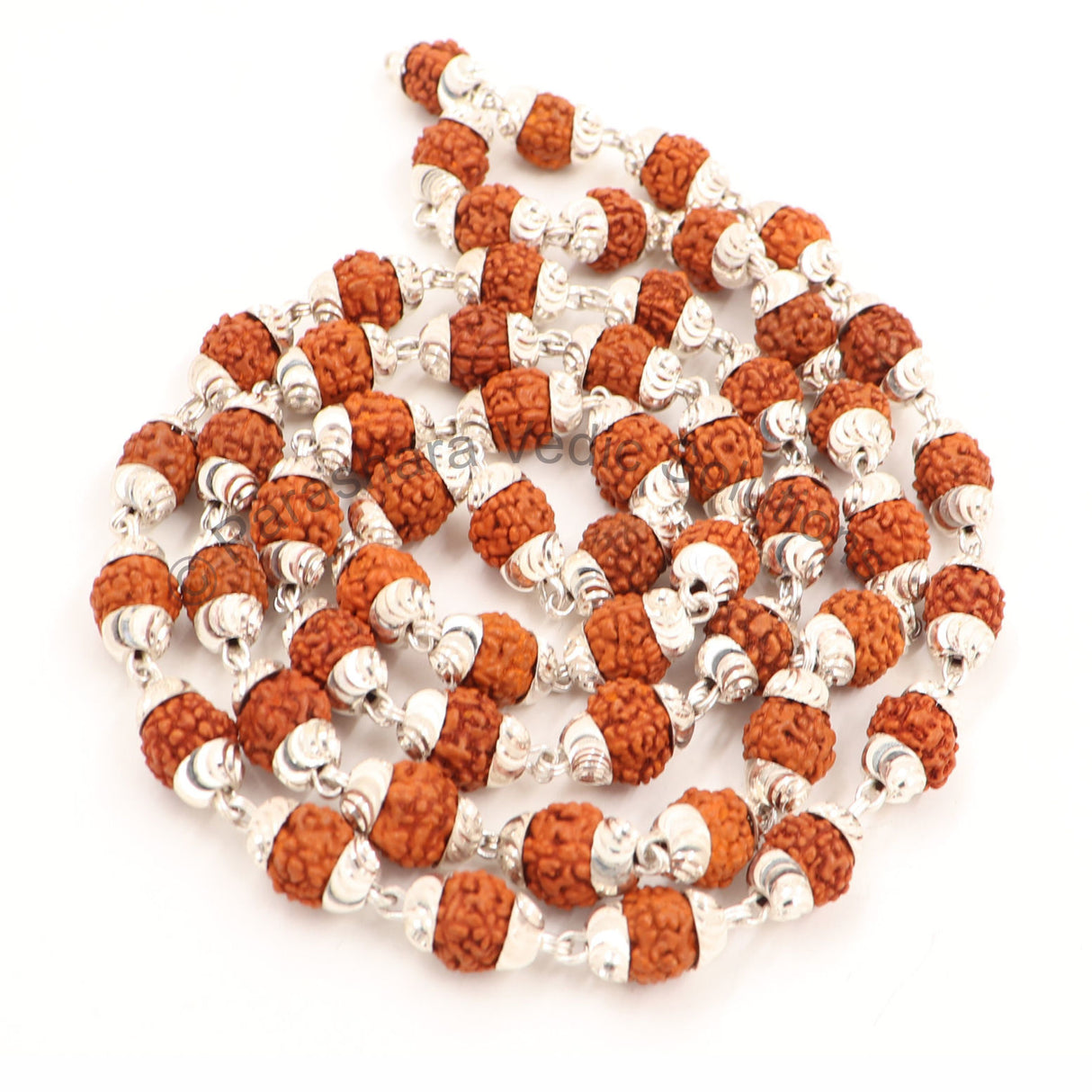 Arkam Rudraksh Mala with Silver Capping Certified/ Silver Rudraksh Mala for Men and Women/ Rudraksha mala Silver Cap Original/ Rudraksh Mala Set in Silver (Size: 6mm, Length: 24 inches, Beads: 54+1) - Retail Maharaj