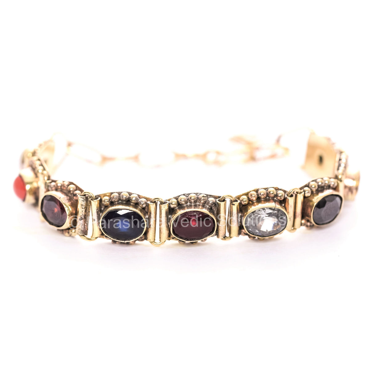 ARKAM Navratna Bracelet / Navratna Bracelet for men and women / Semi precious stones Navratna Bracelet (Length: 8", 9 Stones, Antique Finish) - Retail Maharaj
