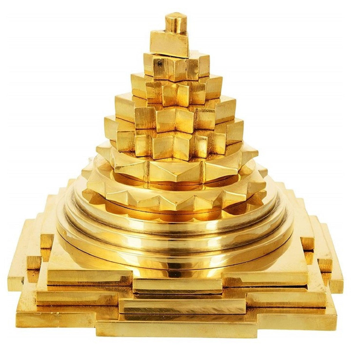 ARKAM Brass Meru Shri Yantra/Brass Meru Shree Yantra/Brass Meru Yantra - Solid/ 3D Meru Shri Yantra (3x3 inches) - Retail Maharaj
