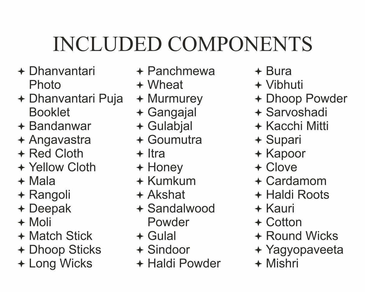 ARKAM Dhanvantari Puja Samagri Kit/Dhanteras Puja Kit/Dhanwantari Pooja Kit/Dhanwantari Pooja Samagri (40+ Items) with Detailed Puja Vidhi in Hindi - Retail Maharaj