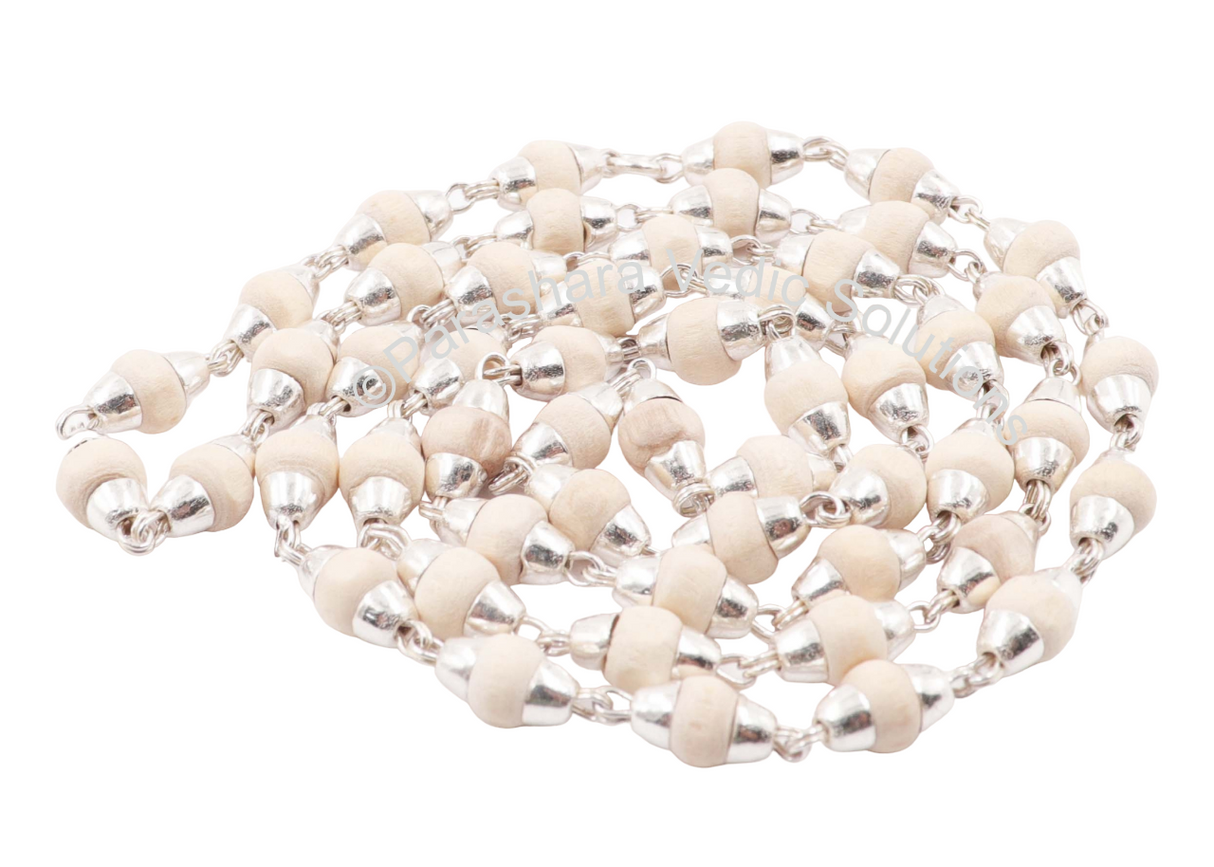 ARKAM Tulsi Mala with Silver Capping/ Silver Tulsi Mala for Men and Women/ Tulsi mala Silver Cap Original (Size: 5mm, Length: 24 inches) - Retail Maharaj