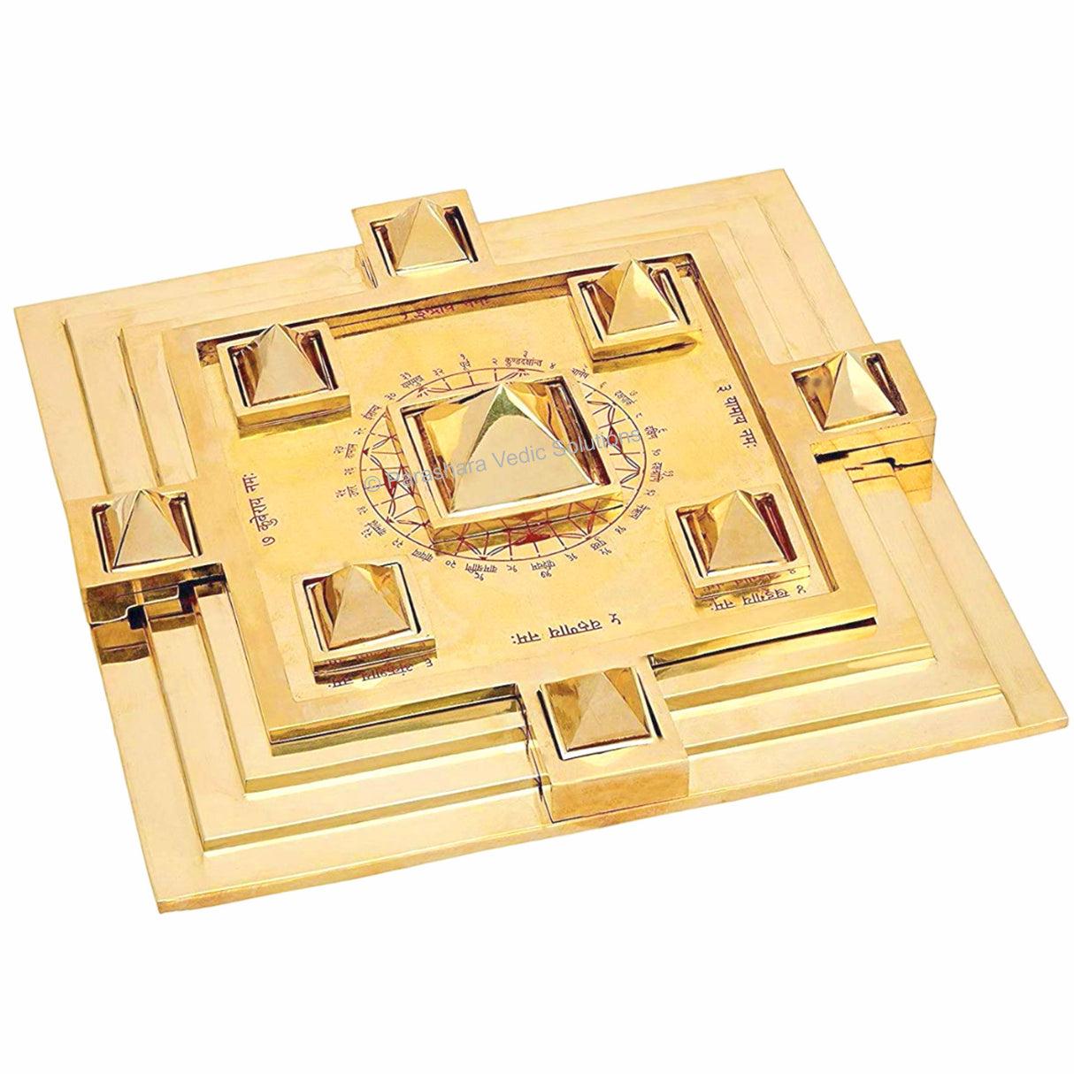 ARKAM Brass Vastu Purush Pyramid Yantra/MahaVastu Purush Navgrah Pyramid Yantra Vastu Chowki for Brahmasthan/Vaastu Purush Pyramid Yantra (Material: Brass, Size: 9x9 inches) - Retail Maharaj