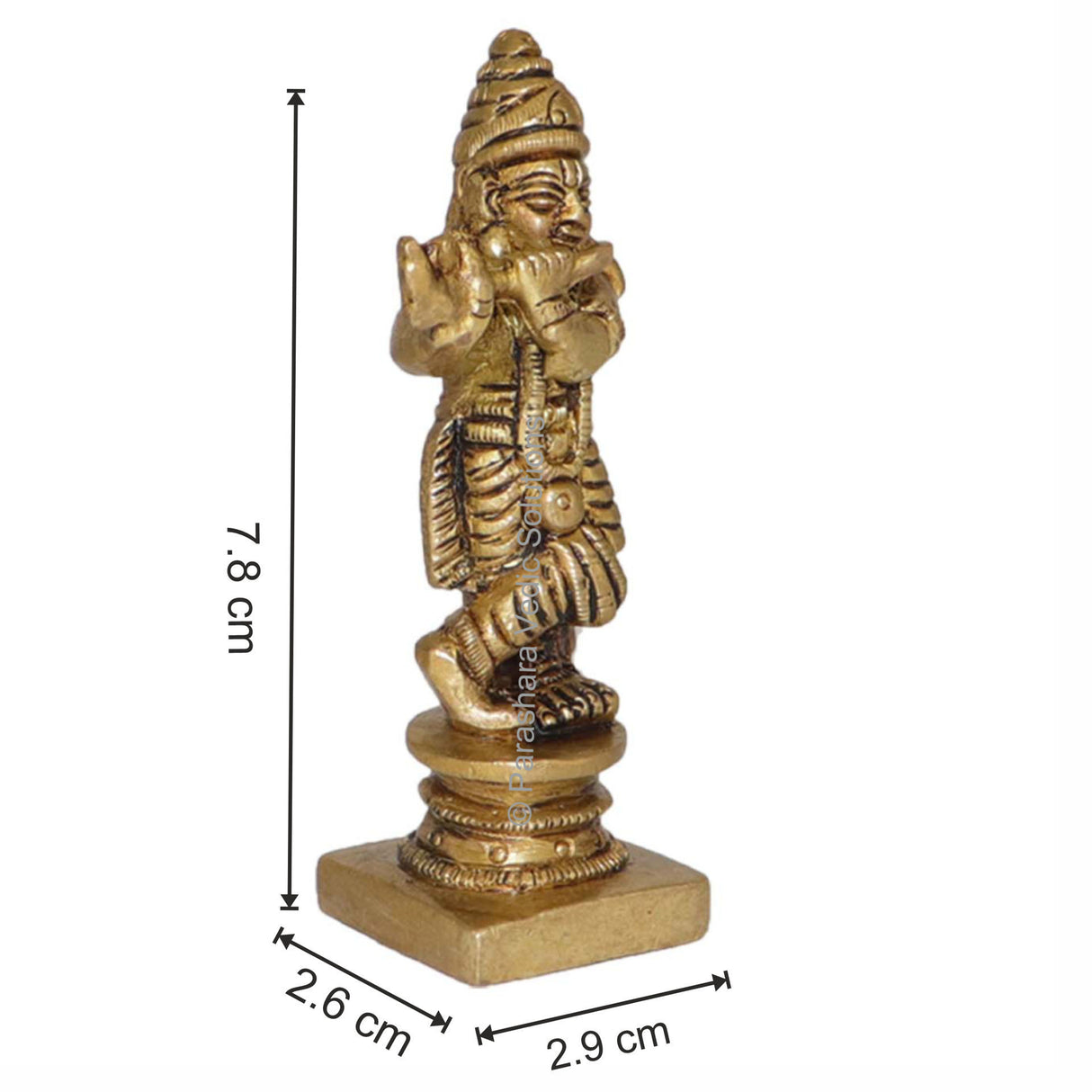 Arkam Brass Krishna Murti / Krishn Idol / Pital Vishnu Krishna Avatar Statue - Antique Brass For Home / Temple / Office (Height: 7.8 cm, Weight: 110 gms) - Retail Maharaj