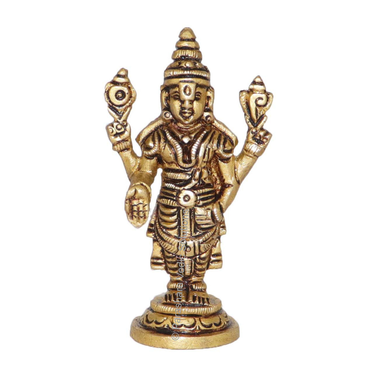 Arkam Brass Balaji Murti / Venkateshwara Idol / Pital Tirupati Balaji Statue - Antique Brass For Home / Temple / Office (Height: 8 cm, Weight: 120 gms) - Retail Maharaj