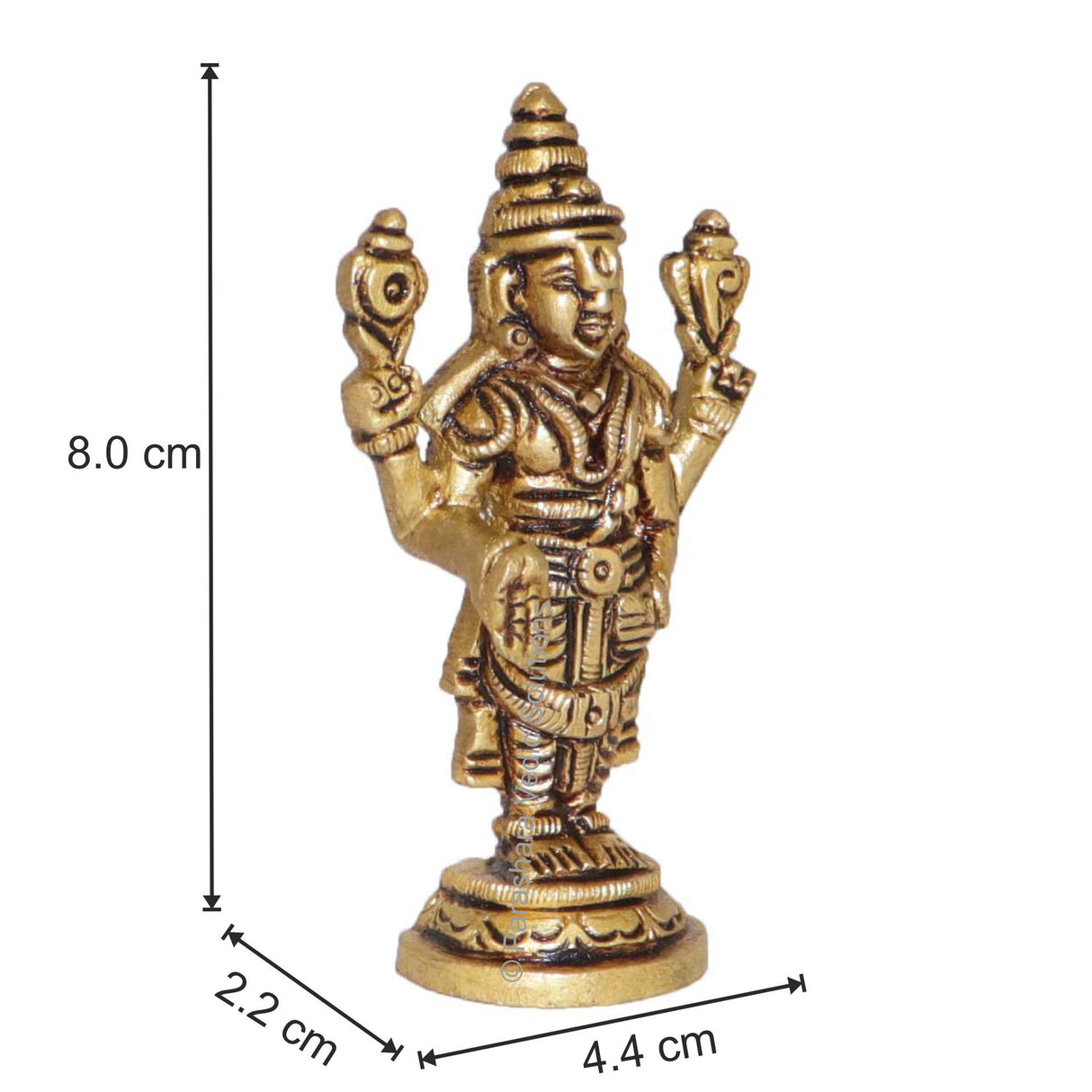 Arkam Brass Balaji Murti / Venkateshwara Idol / Pital Tirupati Balaji Statue - Antique Brass For Home / Temple / Office (Height: 8 cm, Weight: 120 gms) - Retail Maharaj