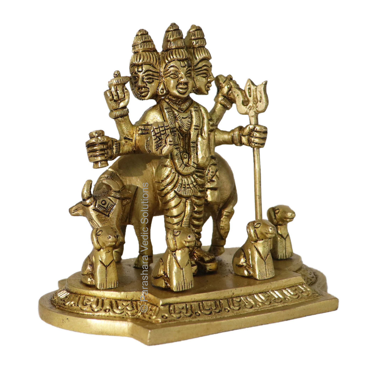 Arkam Brass Dattatreya Murti / Duttatreya Idol / Pital Lord Datta Statue - Antique Brass For Home / Temple / Office (Height: 9.8 cm, Weight: 700 gms) - Retail Maharaj