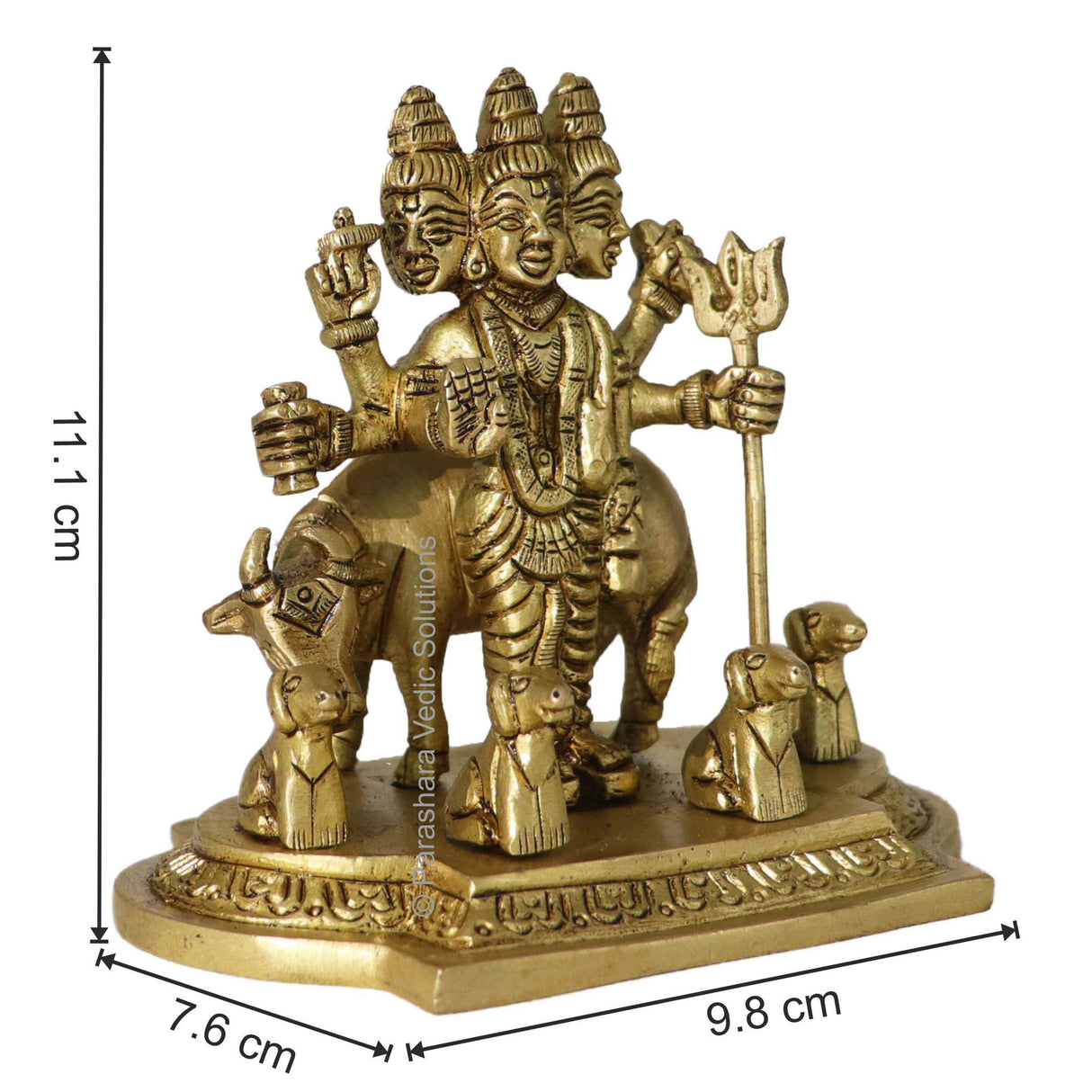 Arkam Brass Dattatreya Murti / Duttatreya Idol / Pital Lord Datta Statue - Antique Brass For Home / Temple / Office (Height: 9.8 cm, Weight: 700 gms) - Retail Maharaj