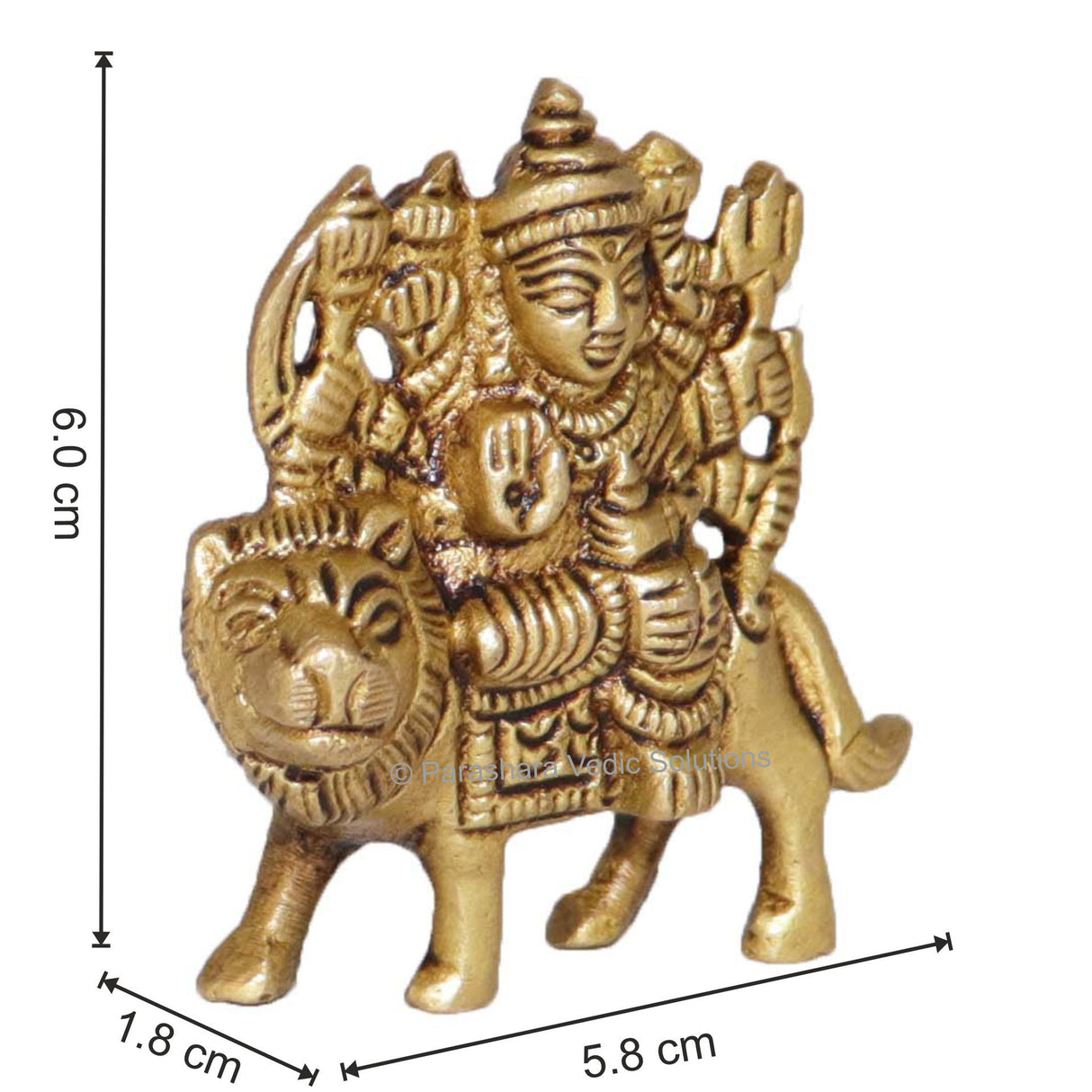 Arkam Brass Durga Murti / Durga Maa Idol / Pital Durga Mata Statue - Antique Brass For Home / Temple / Office (Height: 6 cm, Weight: 130 gms) - Retail Maharaj