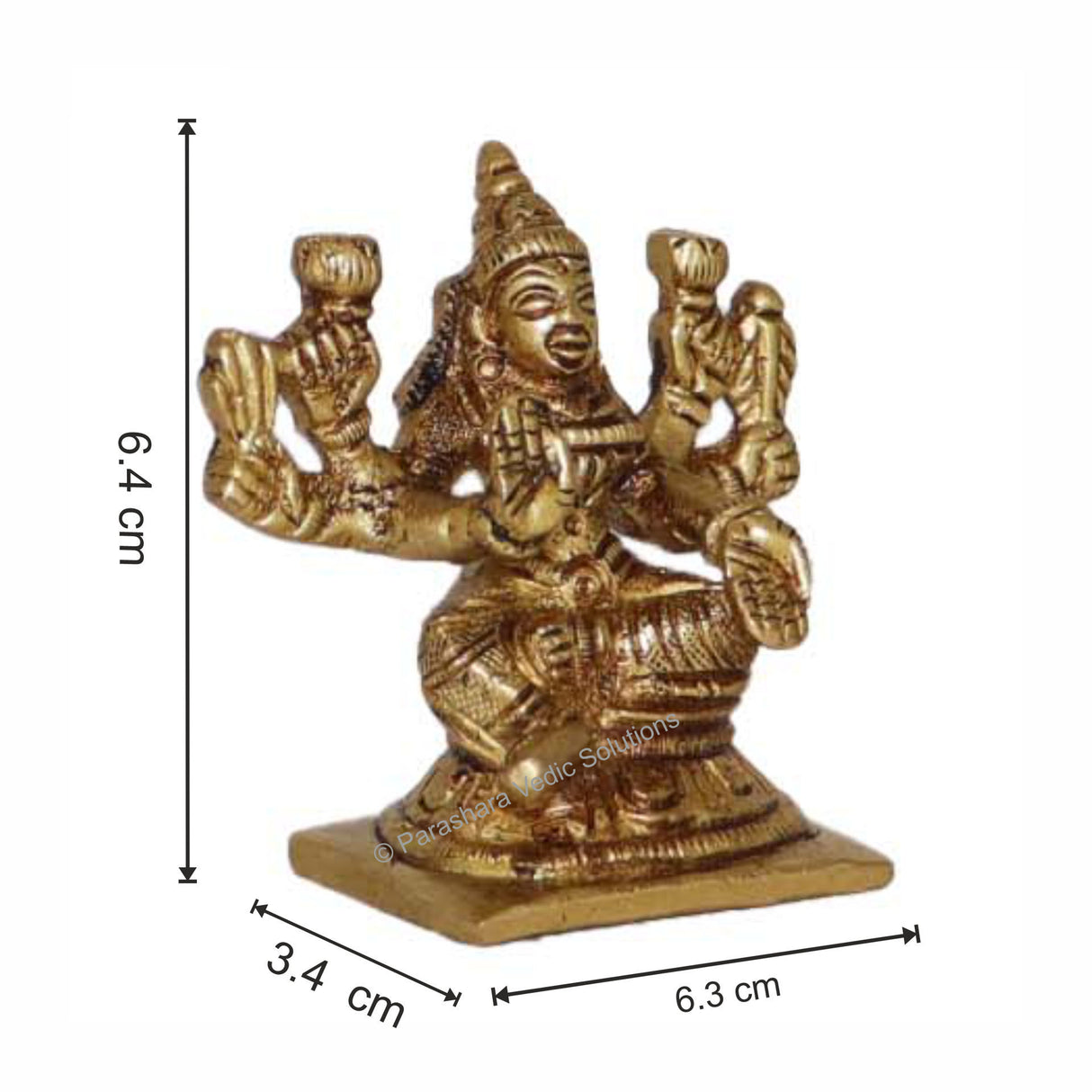 Arkam Brass Dhanya Lakshmi Murti / Dhanya Laxmi Idol / Pital Ashthalakshmi Statue - Antique Brass For Home / Temple / Office (Height: 6.4 cm, Weight: 210 gms) - Retail Maharaj