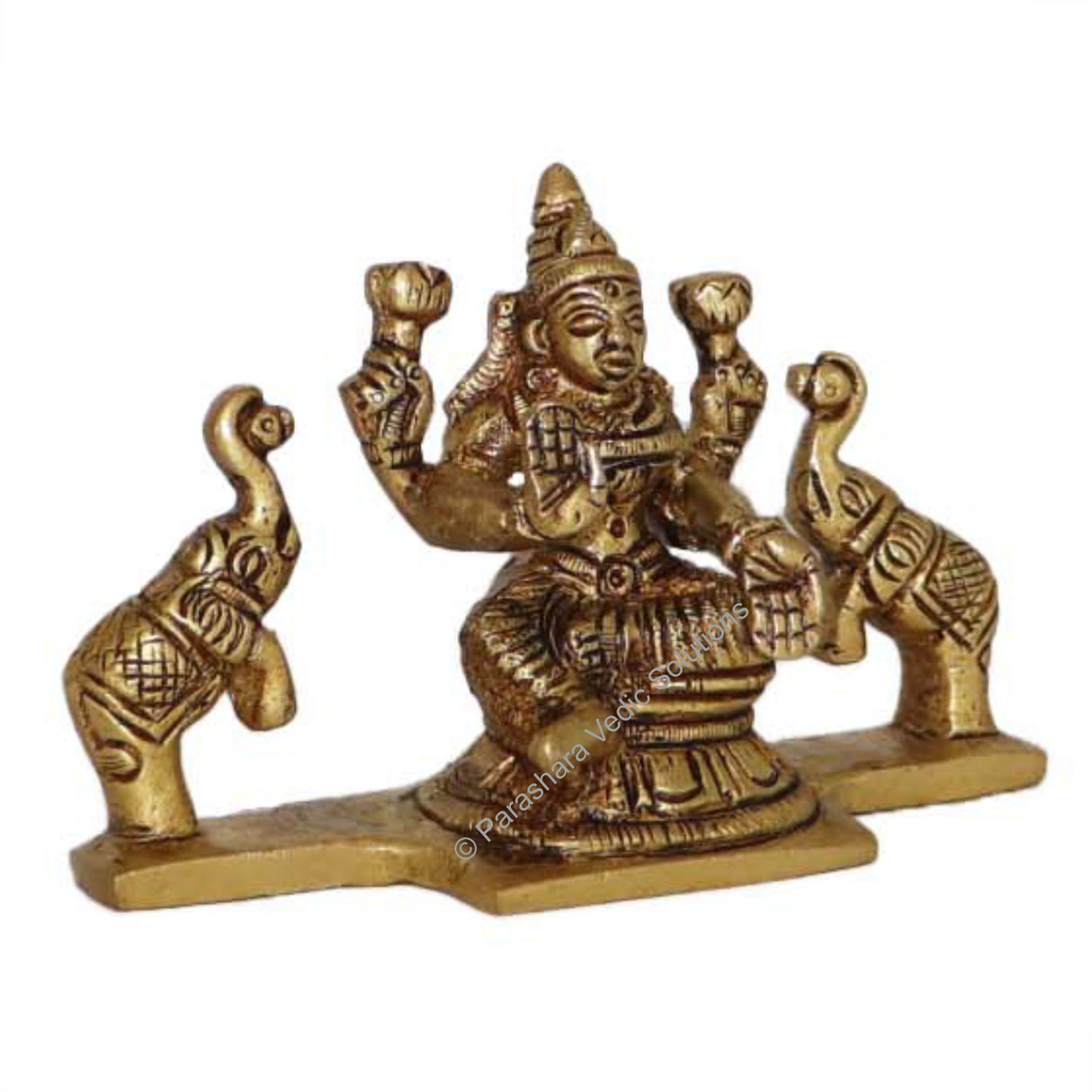 Arkam Brass Gaj Lakshmi Murti / Gaja Laxmi Idol / Pital Ashthalakshmi Statue - Antique Brass For Home / Temple / Office (Height: 6.5 cm, Weight: 280 gms) - Retail Maharaj