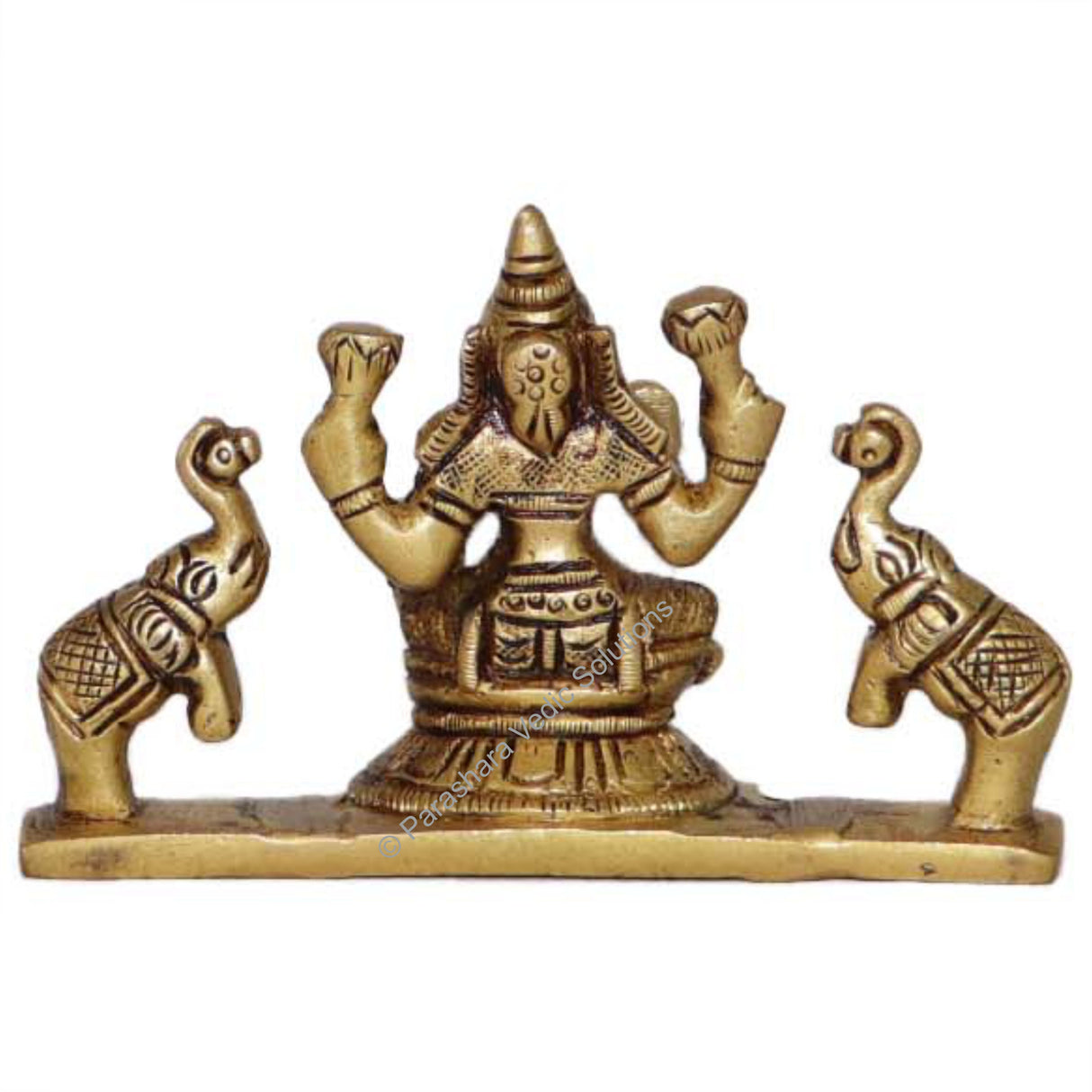 Arkam Brass Gaj Lakshmi Murti / Gaja Laxmi Idol / Pital Ashthalakshmi Statue - Antique Brass For Home / Temple / Office (Height: 6.5 cm, Weight: 280 gms) - Retail Maharaj