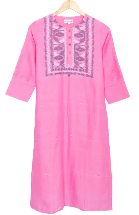Jamdani Cotton Kameez – Pink - Retail Maharaj