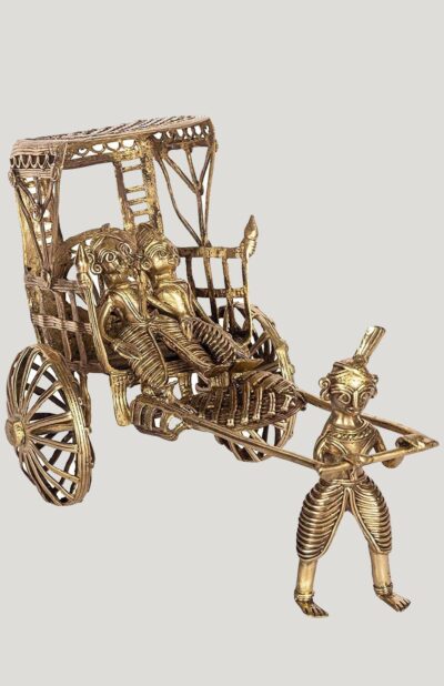 Kolkata’s Famous Handpulled Rickshaw (Static Dokra Showpiece) - Retail Maharaj