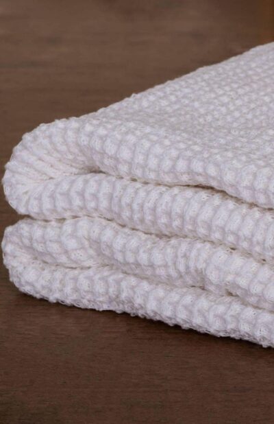 Handwoven White Honeycomb Cotton Bath Towel - Retail Maharaj