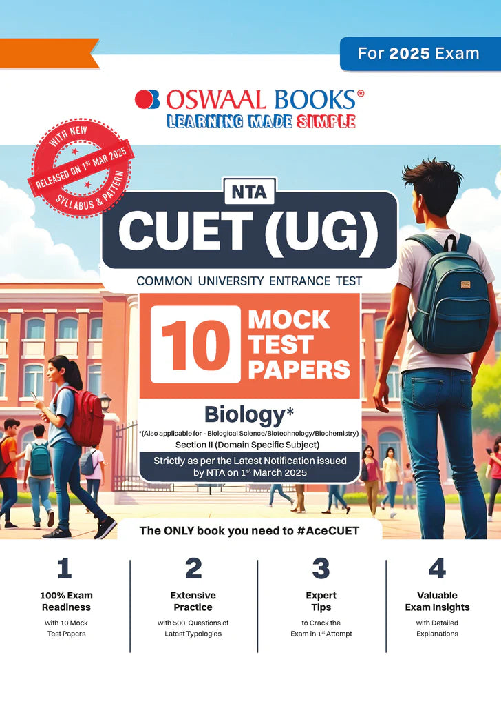 NTA CUET (UG) 10 Mock Test Papers | Section II Biology (For 2025 Exam) | With New Syllabus & Pattern Released on 1st March 2025 - Retail Maharaj