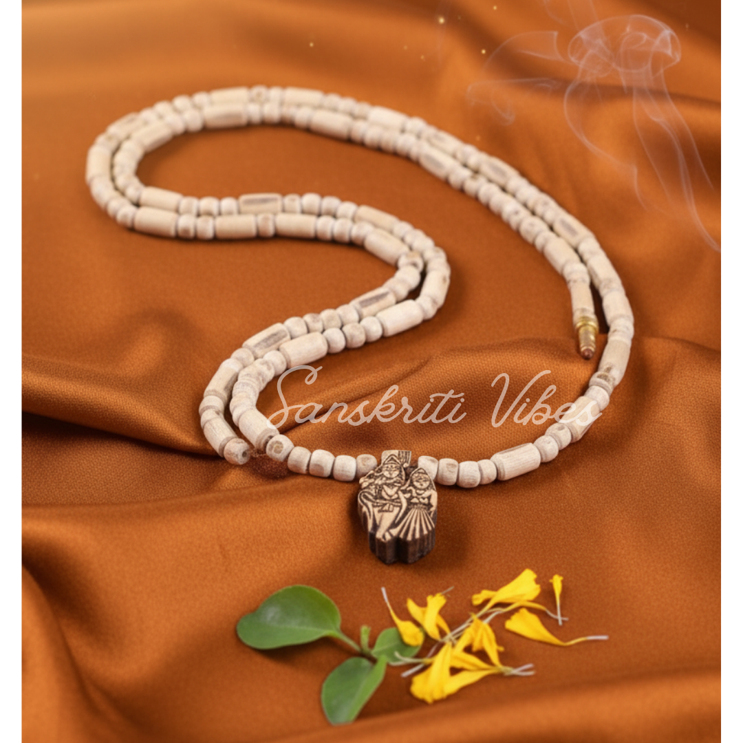 Radha Krishna Tulsi Locket Kanthi Mala – Divine Spiritual Necklace - Retail Maharaj