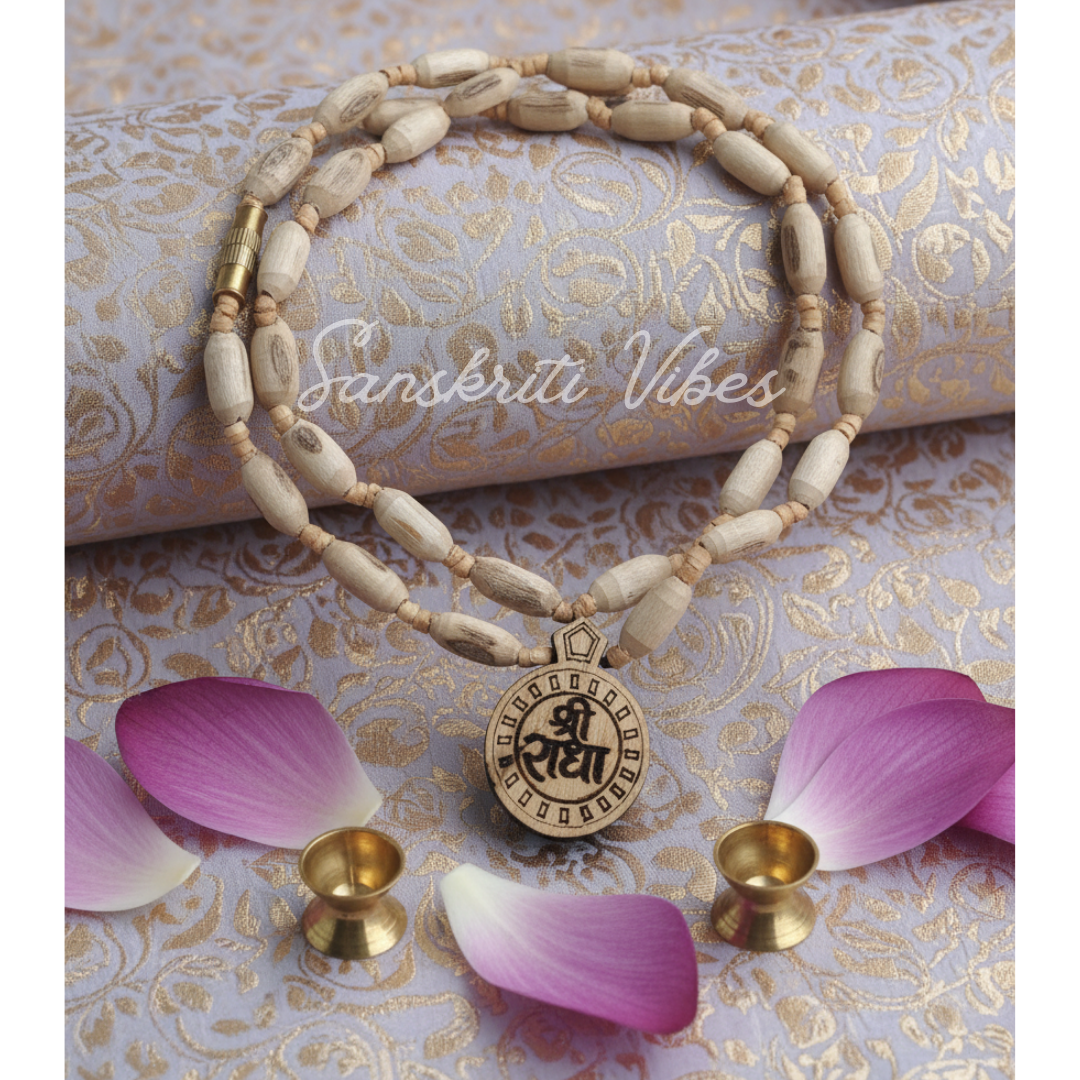 Shri Radha Small Locket Kanthi Mala – Divine Spiritual Necklace - Retail Maharaj