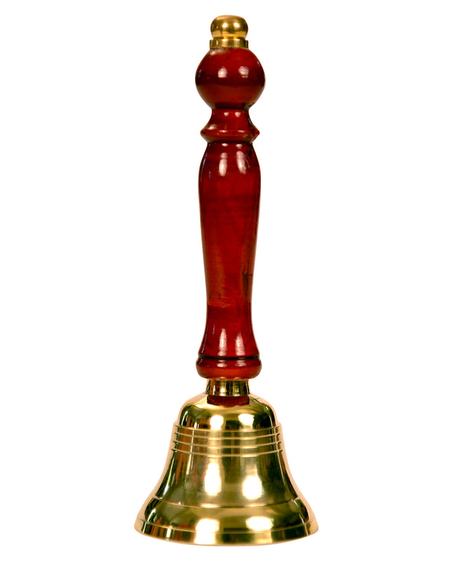 Puja Bell with Wooden Handle – Bronze Bell for Spiritual Rituals - Retail Maharaj