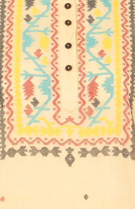 Jamdani Cotton Kameez – Cream - Retail Maharaj