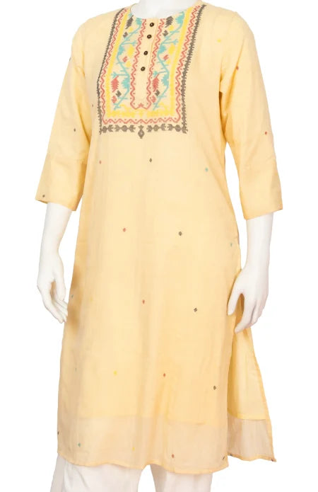 Jamdani Cotton Kameez – Cream - Retail Maharaj