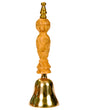 Puja Bell with Carved Wooden Handle – Bronze Bell for Spiritual Rituals - Retail Maharaj