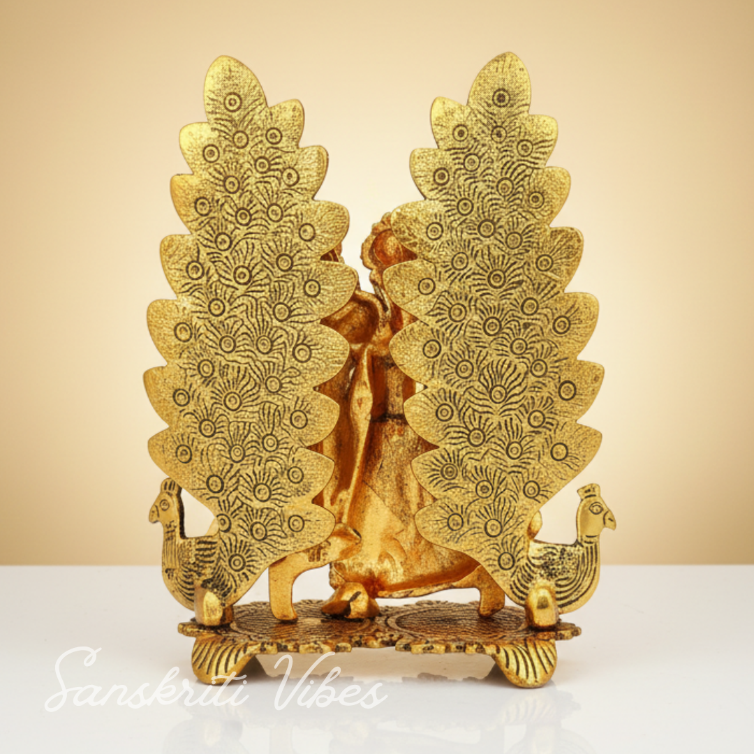 Handcrafted Radha Krishna Peacock Diya Metal Statue Decorative Pooja and Home Decor Showpiece by Sanskriti Vibes