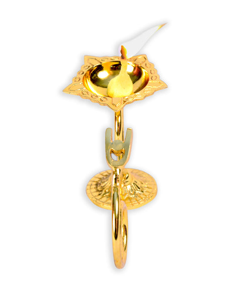 Golden Arti Diya Stand – Elegant Design for Religious Rituals - Retail Maharaj