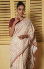 Handwoven Muslin Cotton Saree – Prints in Dusty Pink - Retail Maharaj