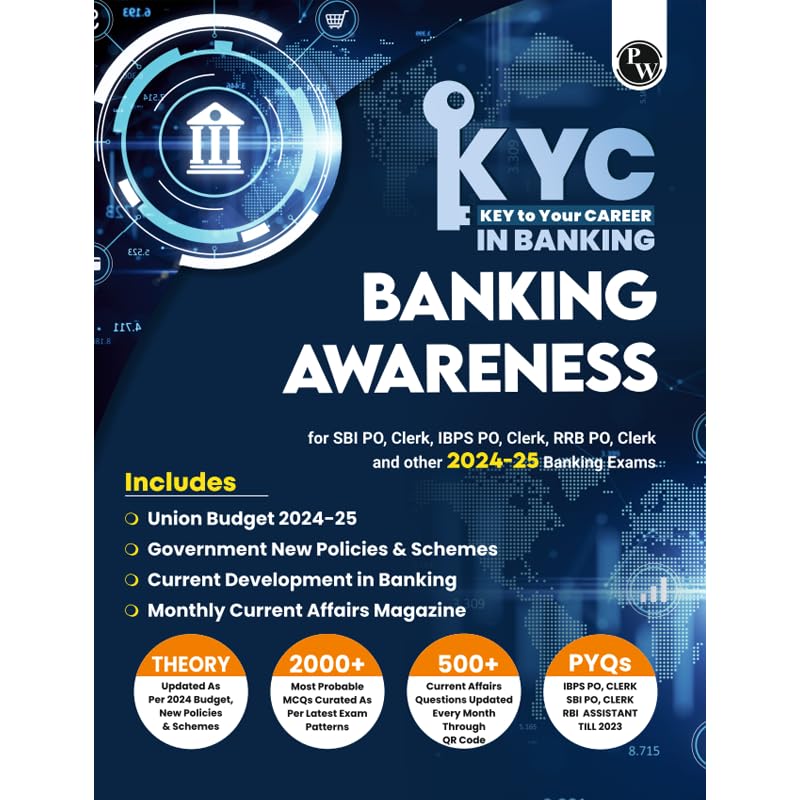 Pw Kyc Banking Awareness Book For All Banking Exams 2024 - 2025 With Pyqs And New Pattern Questions - Key To Your Career For Banking - Retail Maharaj