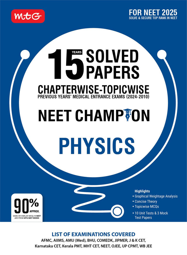 15 Years Neet Chapterwise Topicwise Previous Years Solved Papers Physics (Pyq Book) With Medical Entrance Exam Questions - Neet Champion For 2025 Exam - Retail Maharaj