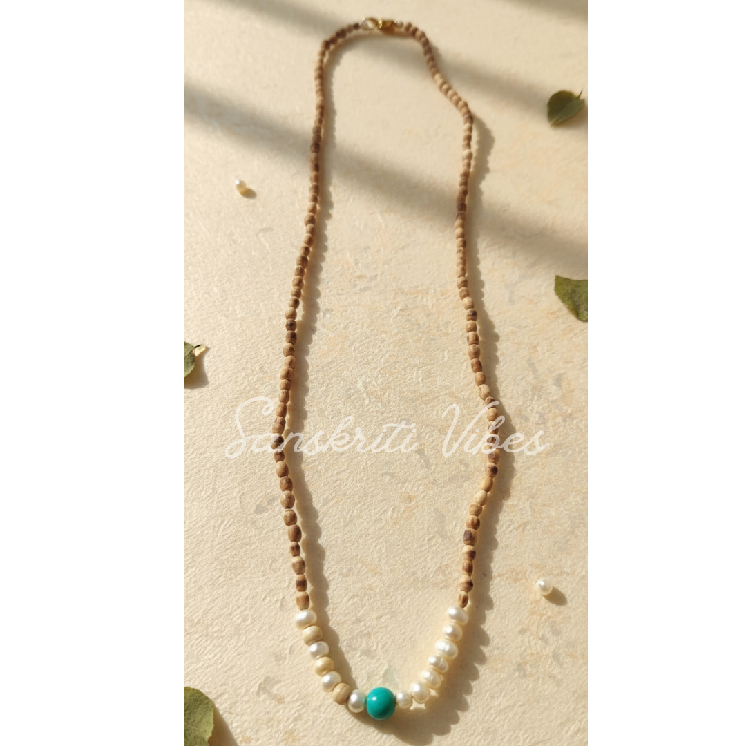 Tiny Beads with Real Pearl Tulsi Kanthi Mala – Sacred Spiritual Necklace for Meditation & Prayer