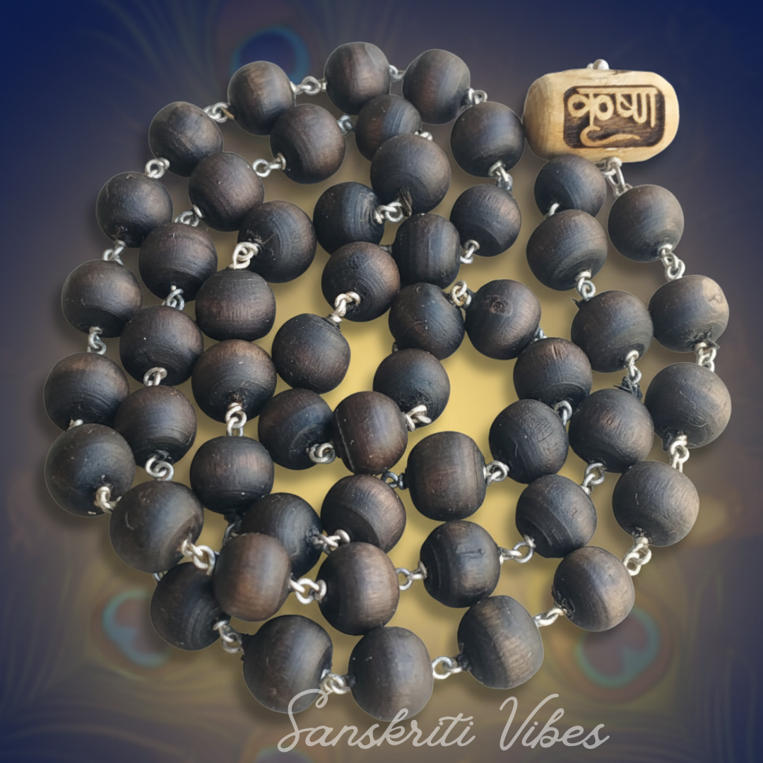 54+1 Krishna Shyama Beads Silver Mala – For Chanting and Spiritual Wear