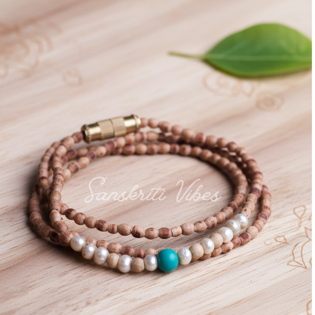 Tiny Beads with Real Pearl Tulsi Kanthi Mala – Sacred Spiritual Necklace for Meditation & Prayer