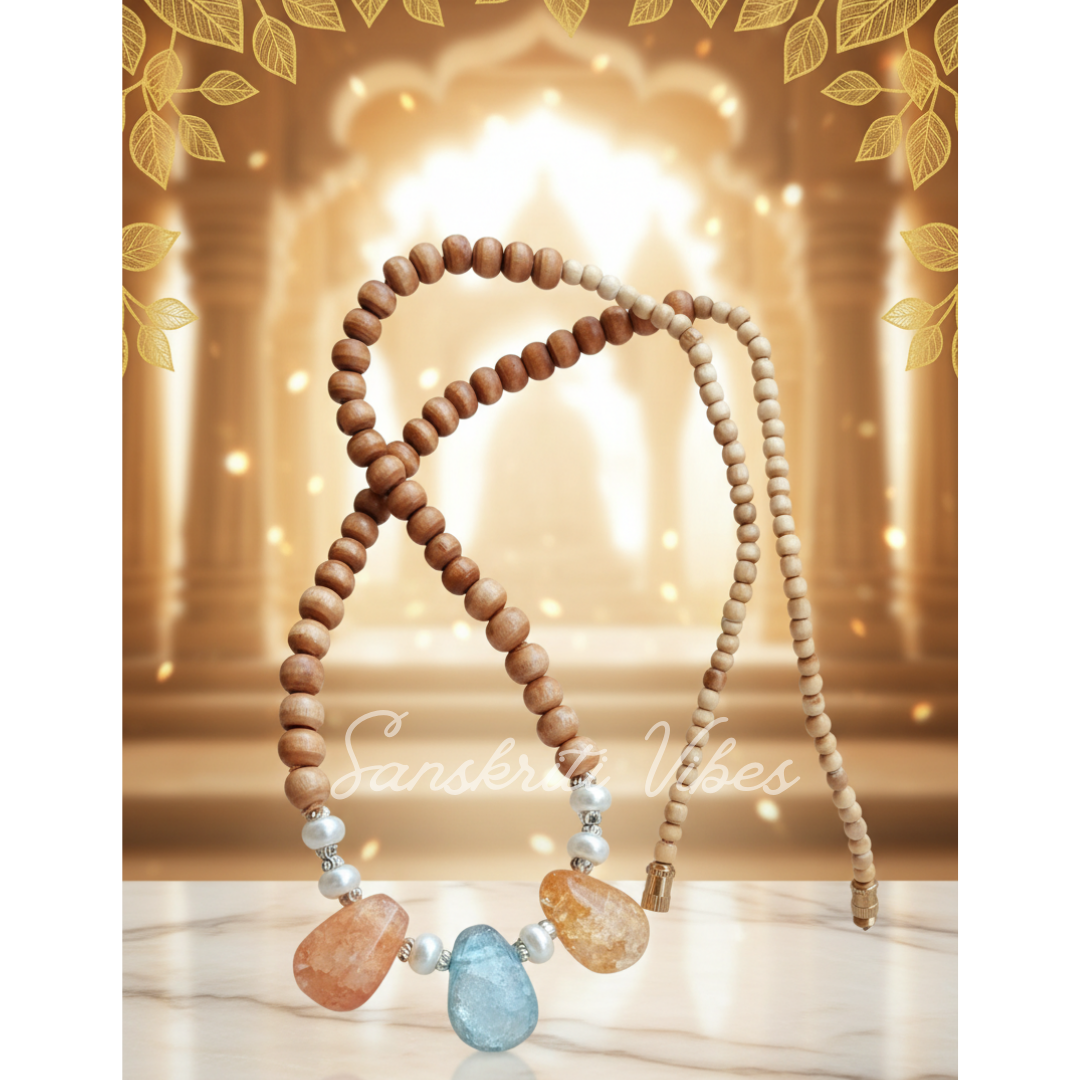 Original Crystal with Tulsi Kanthi Design Mala – Premium Crystal Beads with Tulsi, Spiritual & Elegant - Retail Maharaj