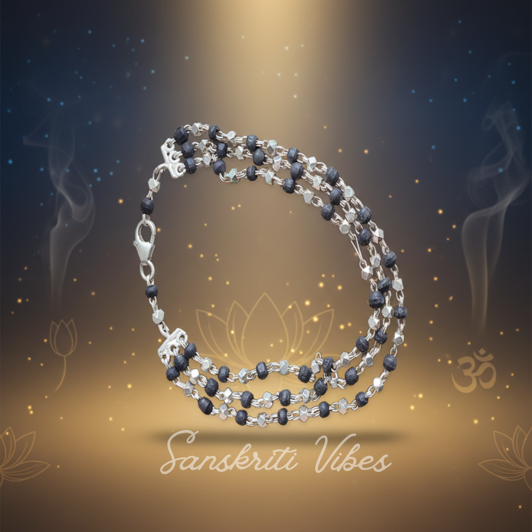 Three Layer Silver Tulsi Mala for Gopal Ji – Handcrafted Devotional Necklace for Krishna Worship & Spiritual Blessings