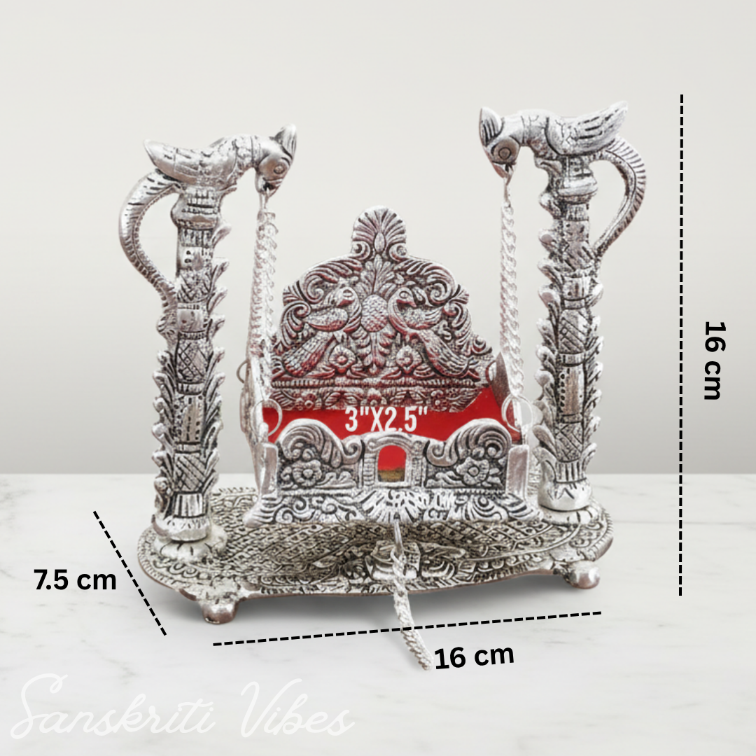 Metal Laddu Gopal Jhula Krishna Hindola Palana Decorative Swing for Temple Pooja Home Decor and Gift
