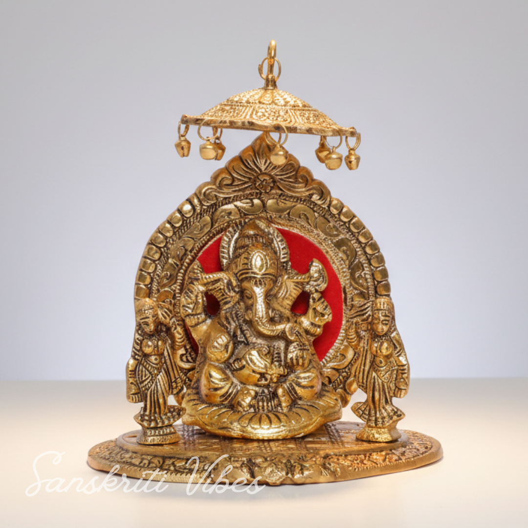 Riddhi Shiddhi Ganesha Metal Statue for Temple Pooja Handcrafted Ganesh Idol for Home Mandir and Auspicious Gifting