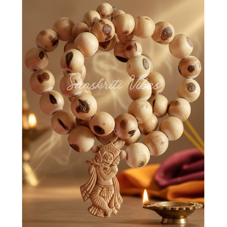 Beautifully Crafted Krishna Tulsi Locket with Traditionally Looking Tulsi Mala | 26 Inches | 16mm Spherical Beads - Retail Maharaj