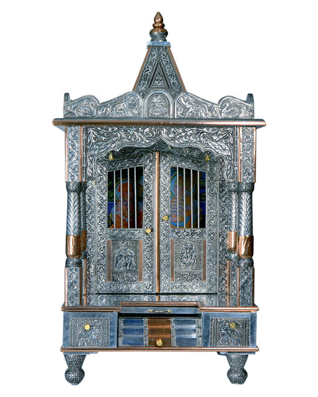 Ghar Mandir - Large Aluminium & Copper Mandir (40" x 21") - Retail Maharaj