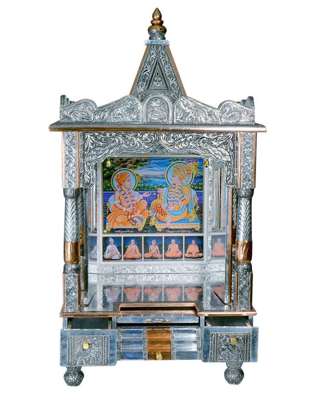 Ghar Mandir - Large Aluminium & Copper Mandir (40" x 21") - Retail Maharaj