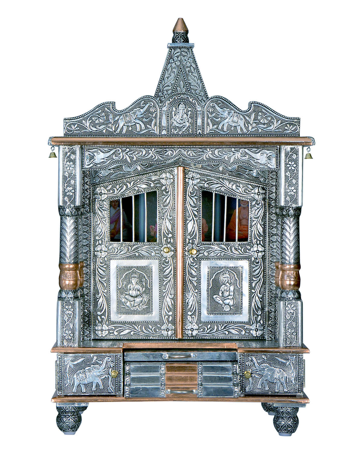 Ghar Mandir - Small Aluminium & Copper Mandir (30" x 18") - Retail Maharaj