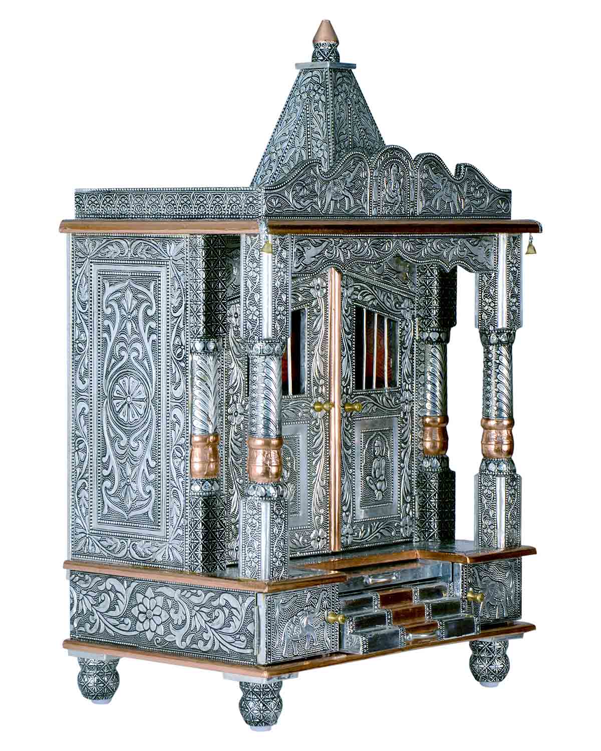 Ghar Mandir - Small Aluminium & Copper Mandir (30" x 18") - Retail Maharaj