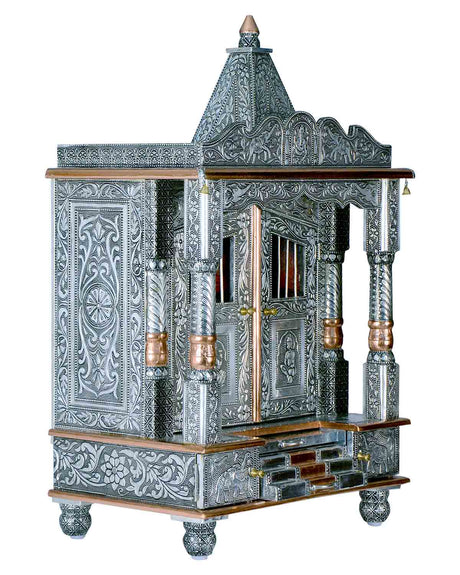 Ghar Mandir - Small Aluminium & Copper Mandir (30" x 18") - Retail Maharaj