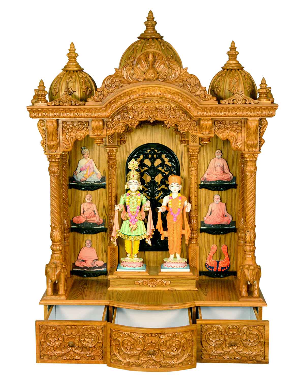 Ghar Mandir - Sag Wood (Teak Wood) with Natural Polish (70" x 49") - Retail Maharaj
