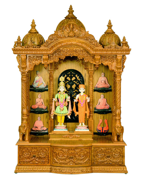 Ghar Mandir - Sag Wood (Teak Wood) with Natural Polish (70" x 49") - Retail Maharaj
