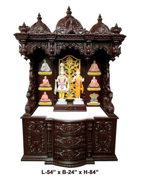 Ghar Mandir - Sag Wood (Teak Wood) with Cherry Polish (84" x 54") - Retail Maharaj