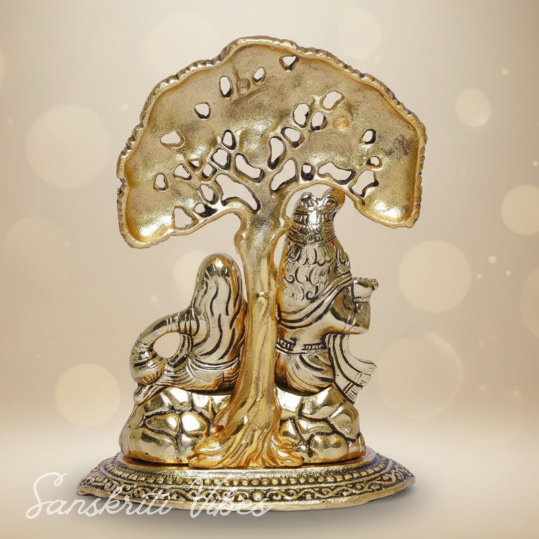 Radha Krishna Under Kadam Tree Metal Statue for Home Decor and Spiritual Gifting