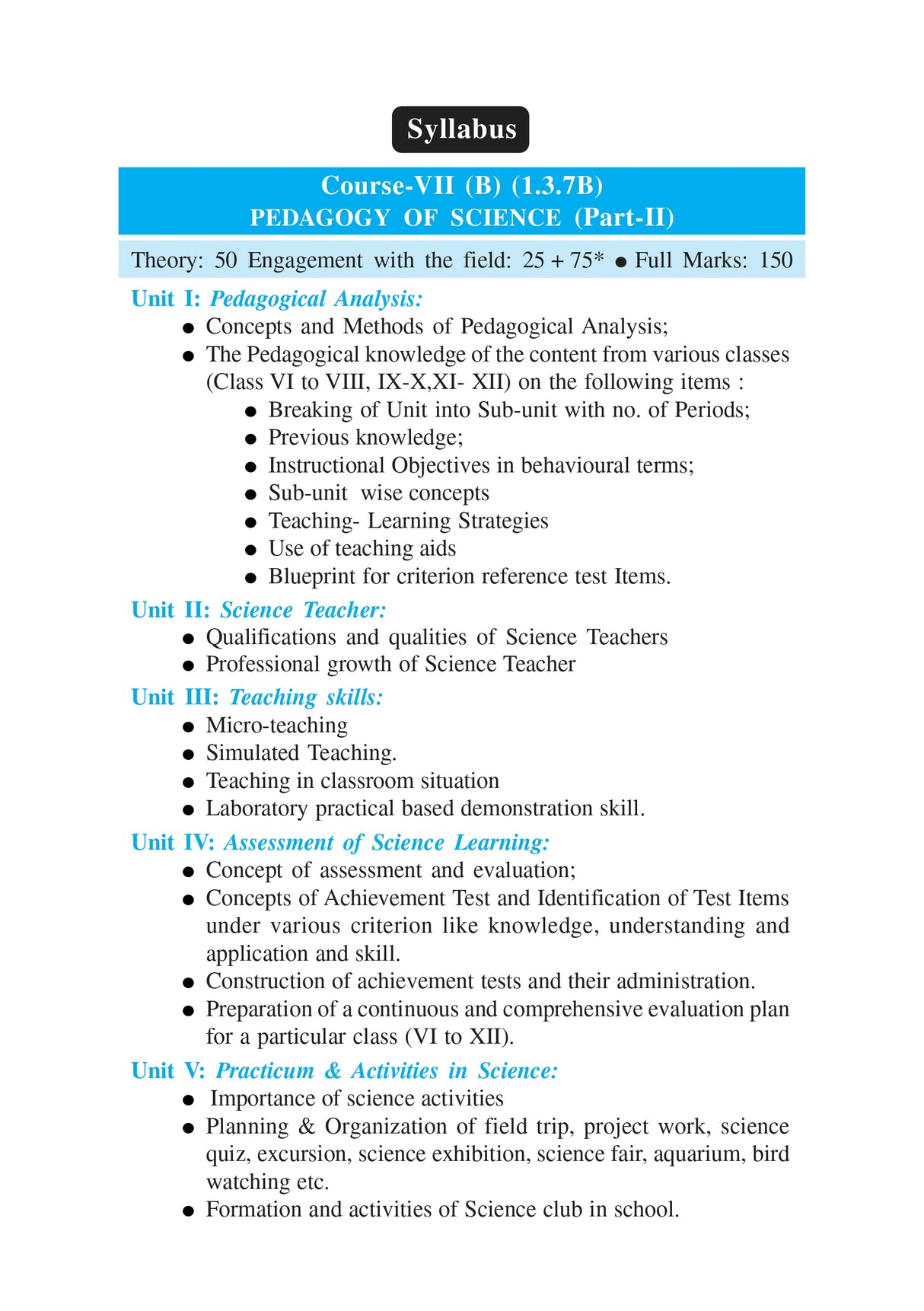 Pedagogy Of Life Science (English Version) Course- VII(B) 3rd Semester - Retail Maharaj