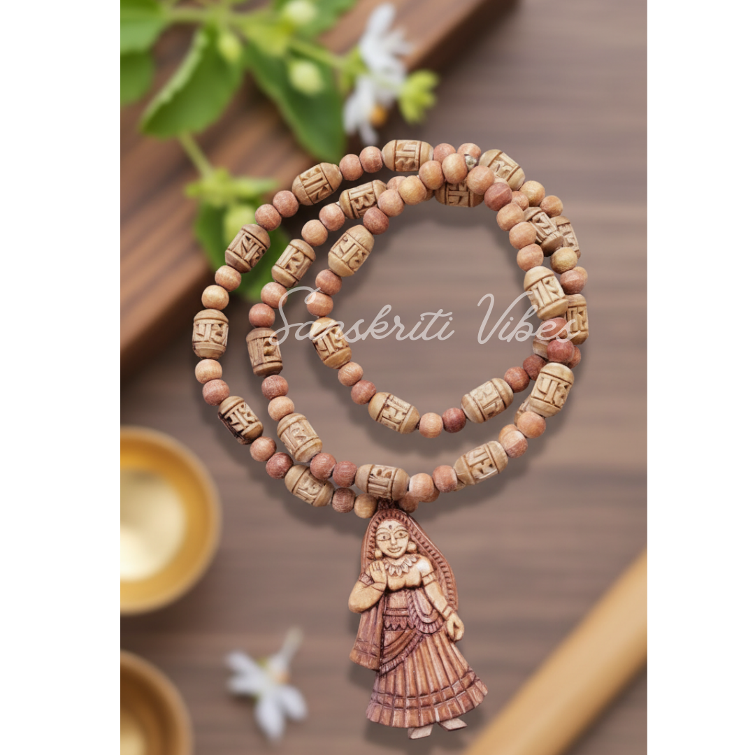 Shri Radha Rani Maharani Tulsi Locket Mala – Handcrafted Devotional Necklace for Spiritual Blessings - Retail Maharaj