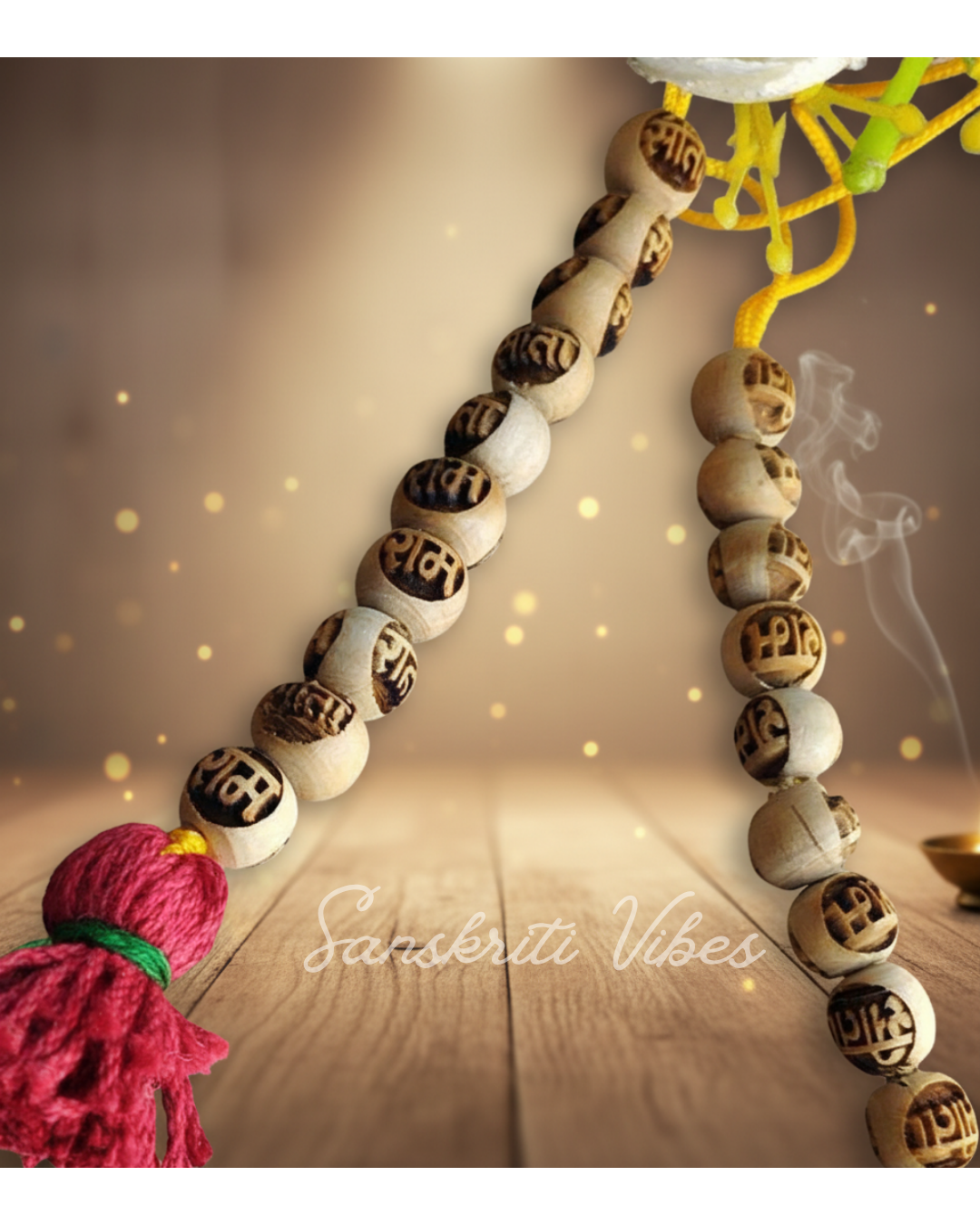 Sita Ram Tulsi Beads Counter Mala – 20-Bead 8mm Japa Beads for Shri Ram Devotion